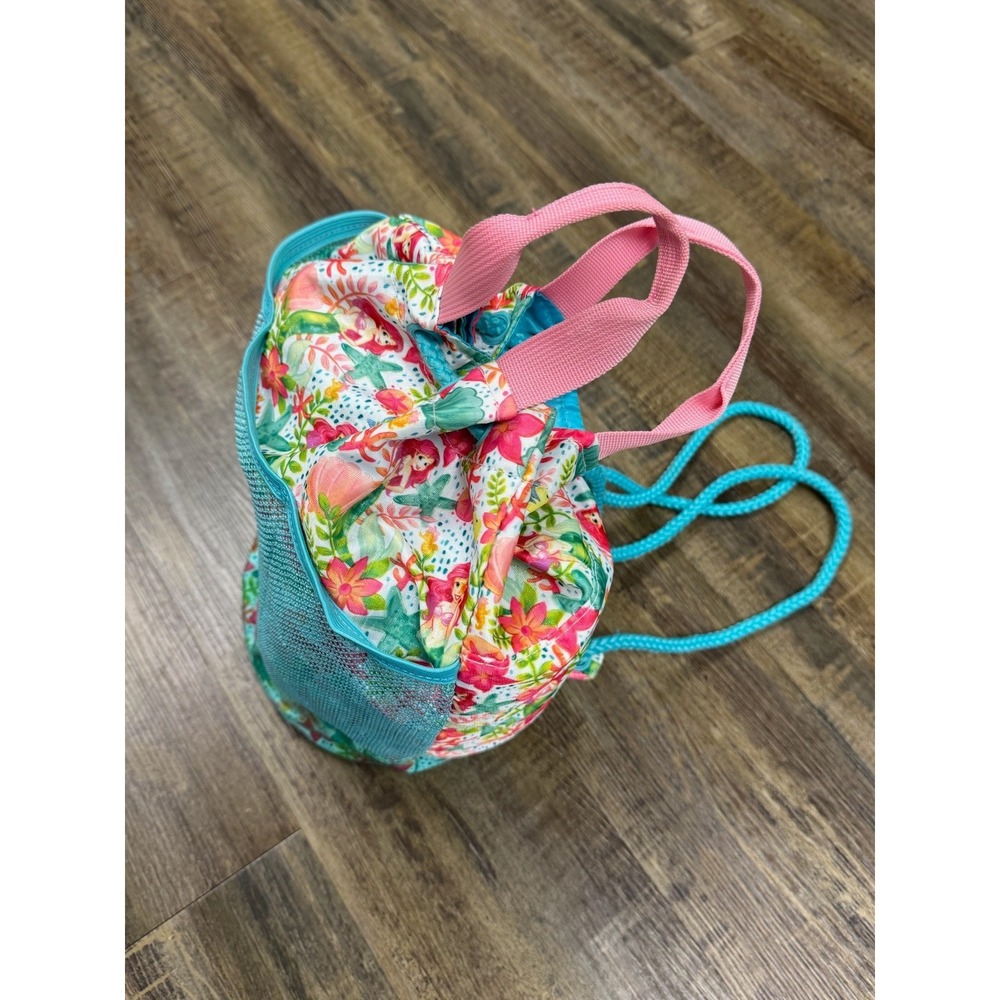 Disney Drawstring Backpack Unisex One Size Multicolor Floral Mesh Pocket - Picture 9 of 16
